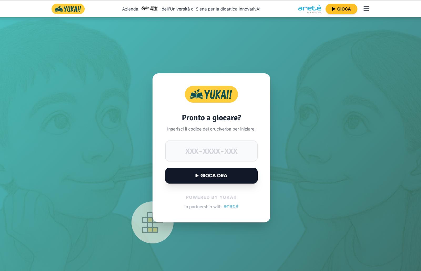 Schermata Pronto a giocare? con campo codice