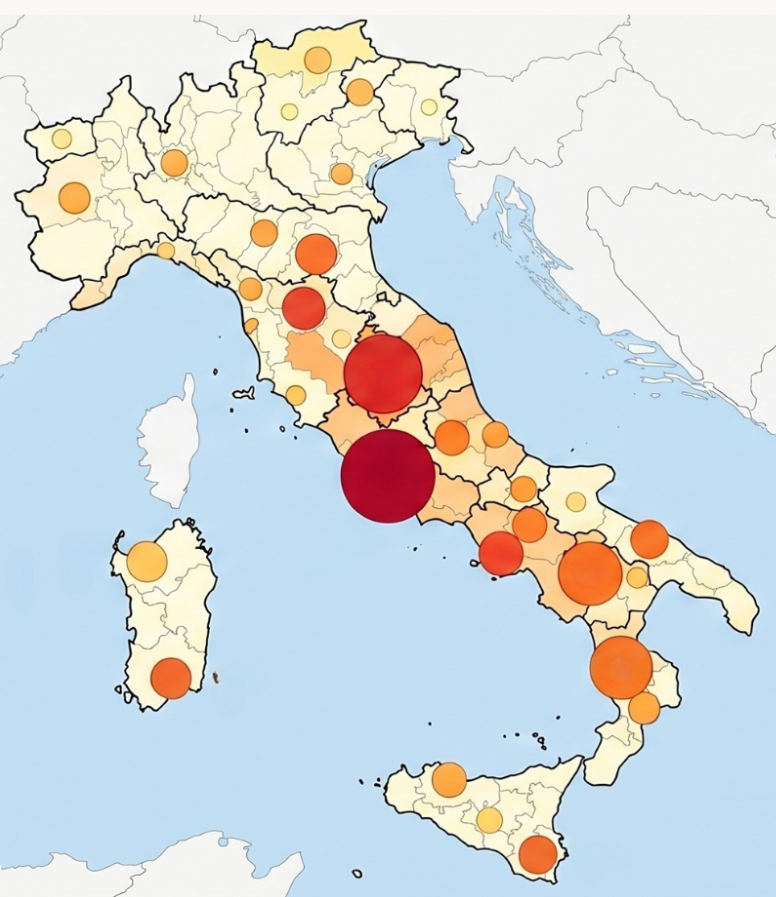 Mappa della diffusione di Yukai in Italia